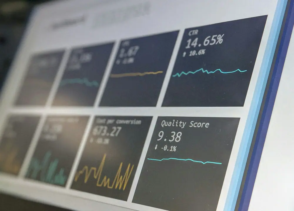 Indicateurs affichés sur un tableau de bord